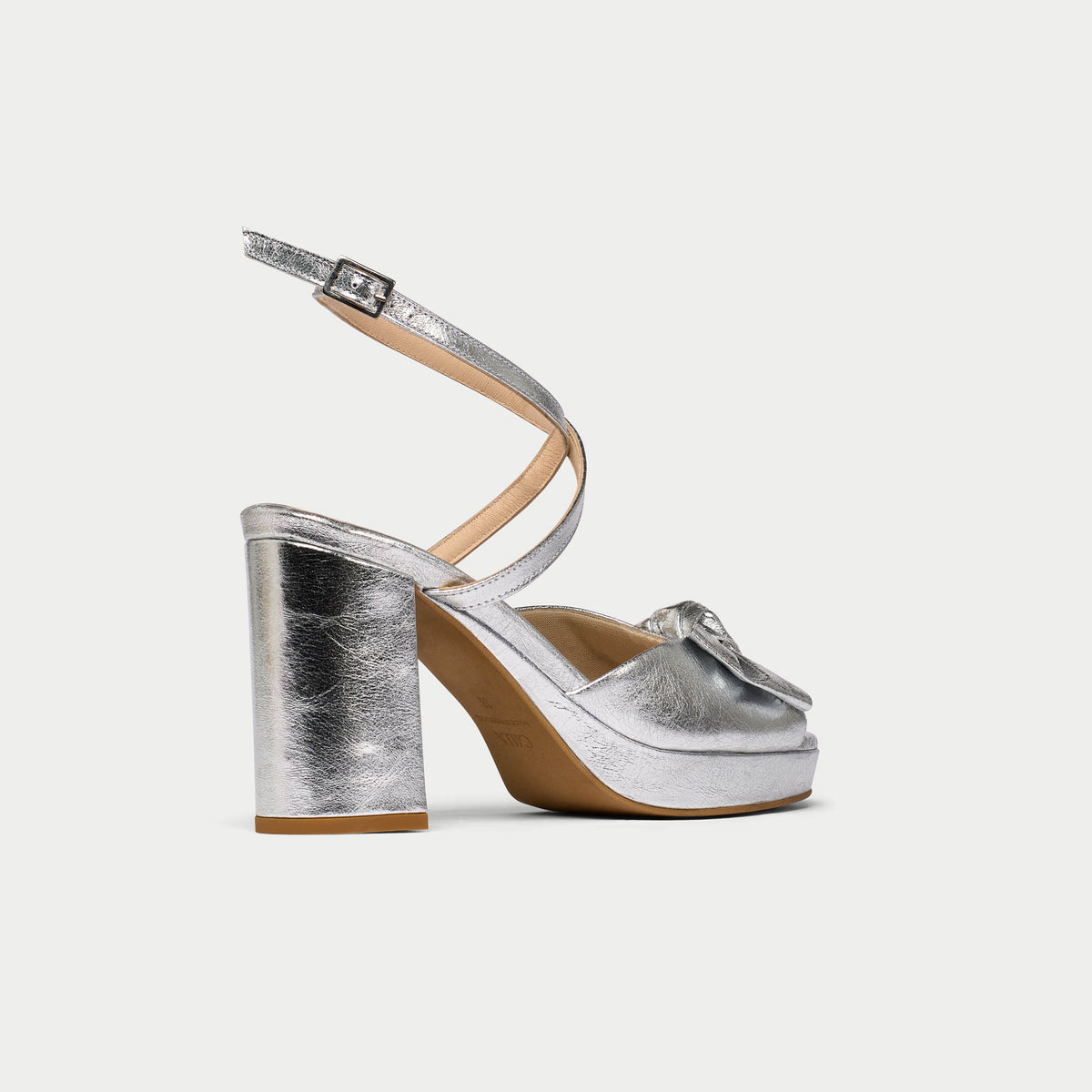 Daisy - High-Shine Silver Metallic Block Heels (image 5)