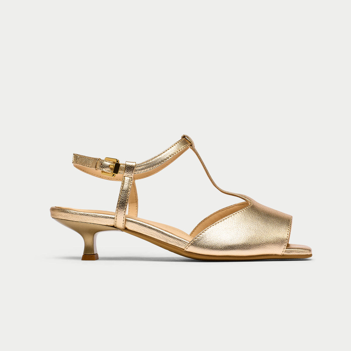 Edith - Champagne Leather Kitten Heels (image 1)