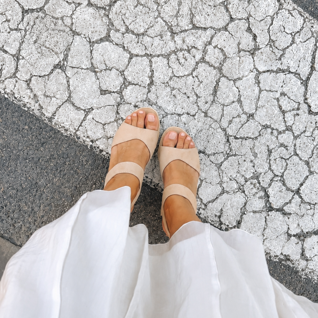 Eloise - Croissant Suede Wedges