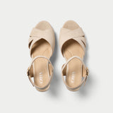Emily cotton suede heels for bunions top view