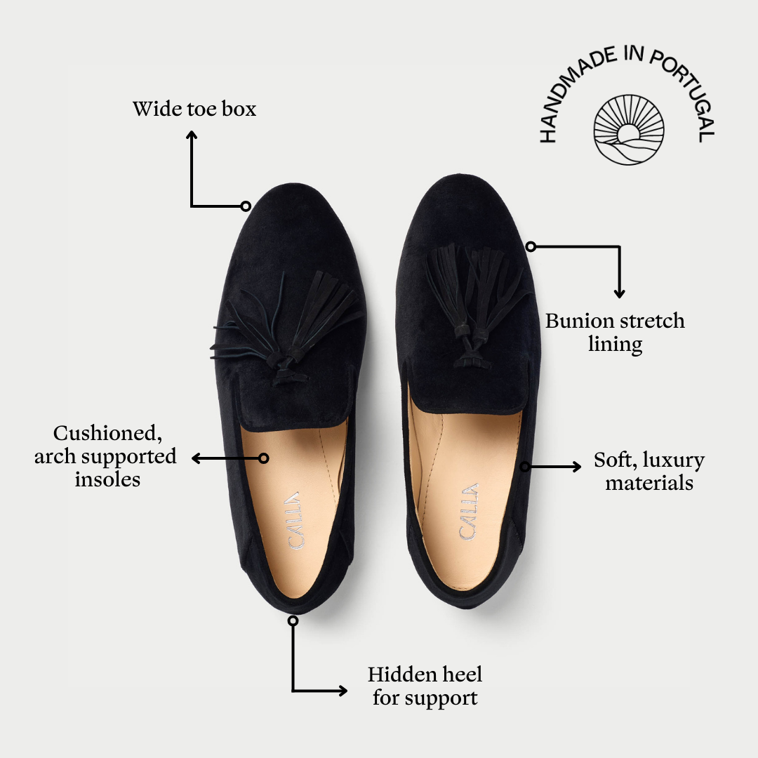 freya black loafers features