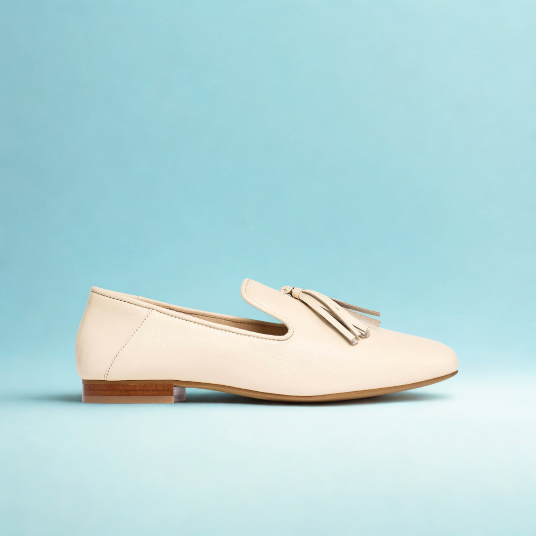 Freya - Off White Leather Loafers