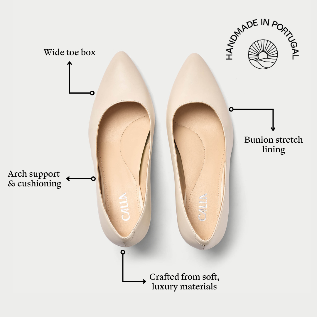 Hallie - Almond Leather Pumps