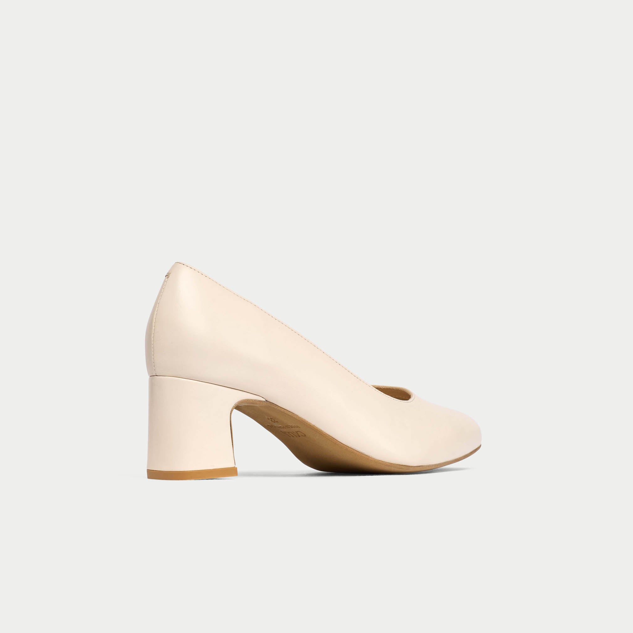 Calla Shoes | Hallie | Almond Leather Block Heel
