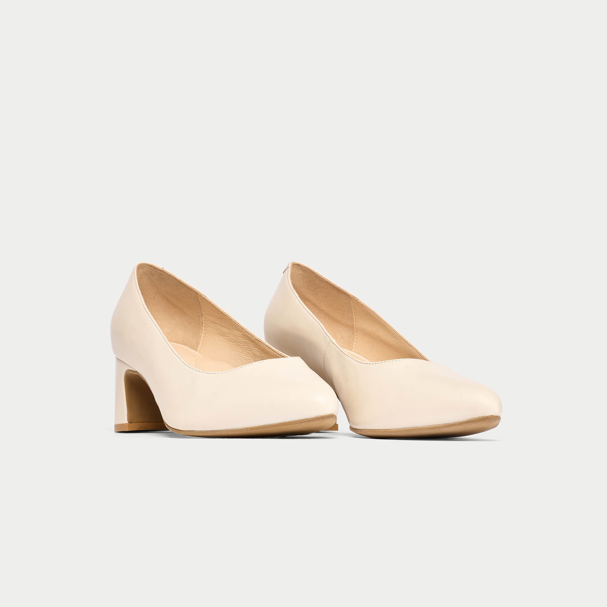 Hallie - Almond Leather Pumps
