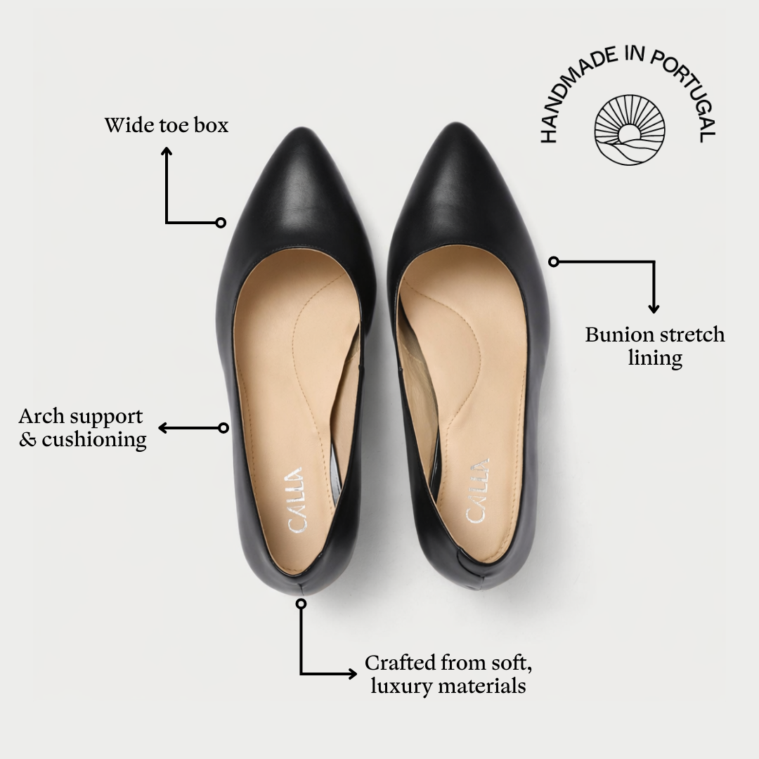 Hallie - Black Leather Pumps