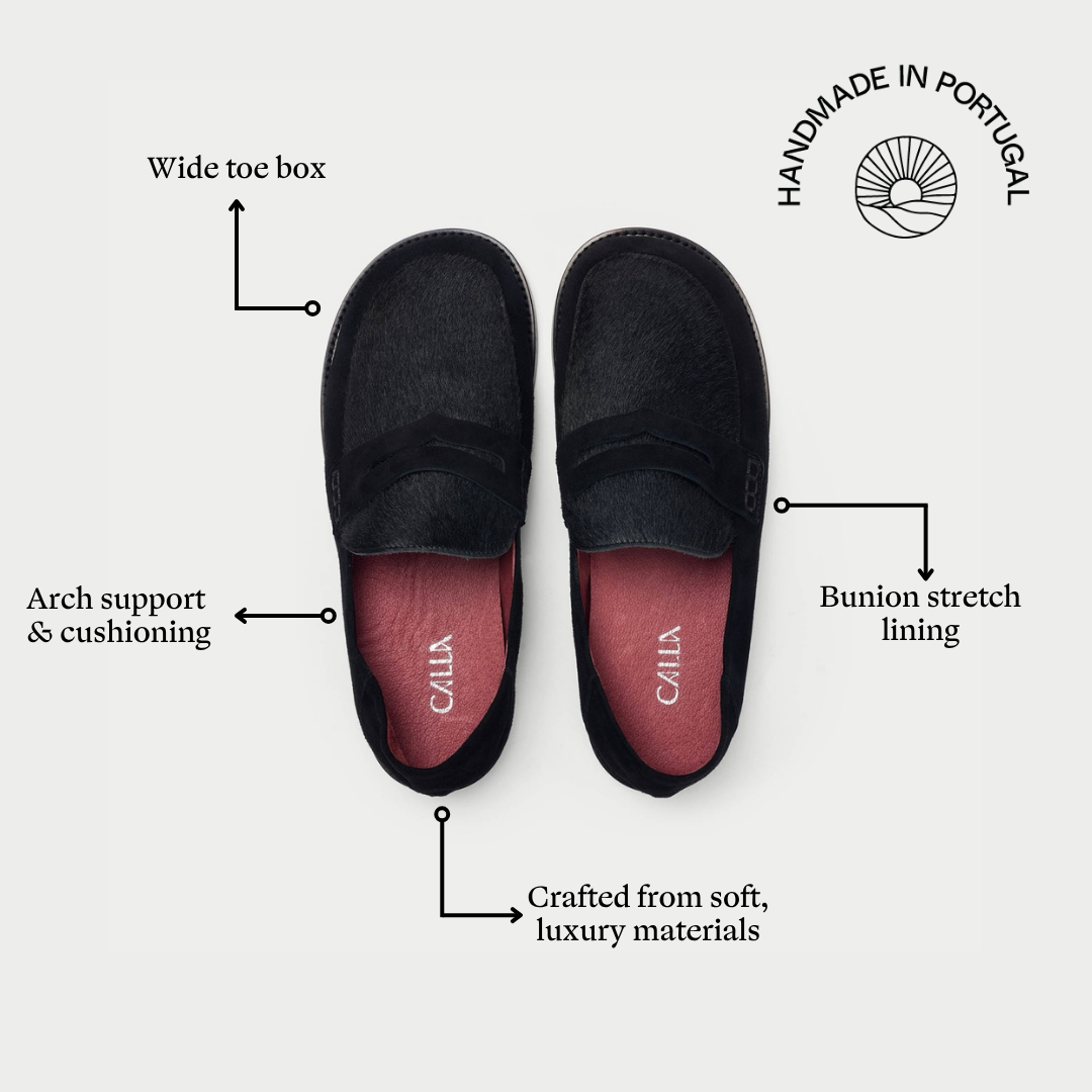 Josette - Black Pony Effect Loafers