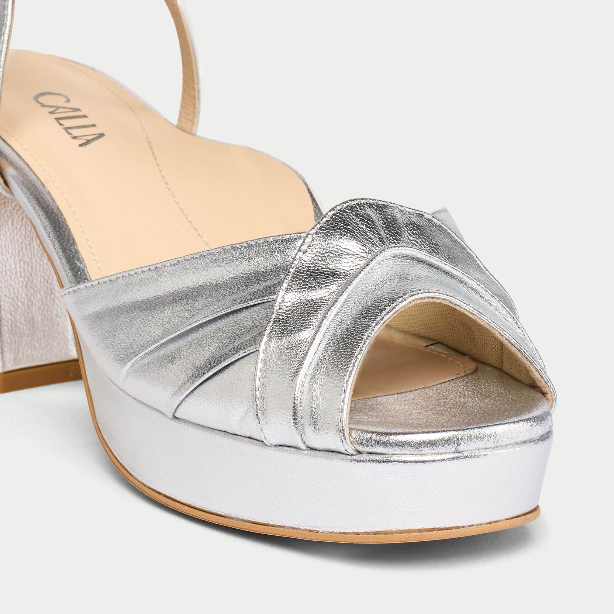 Lottie - Silver Metallic Block Heels