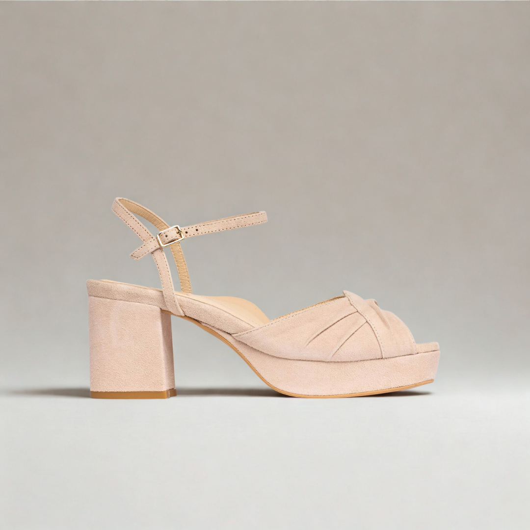 Lottie - Taupe Suede Block Heels