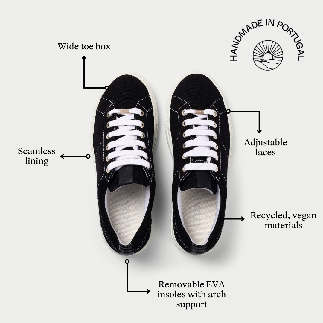 luna black sneakers features