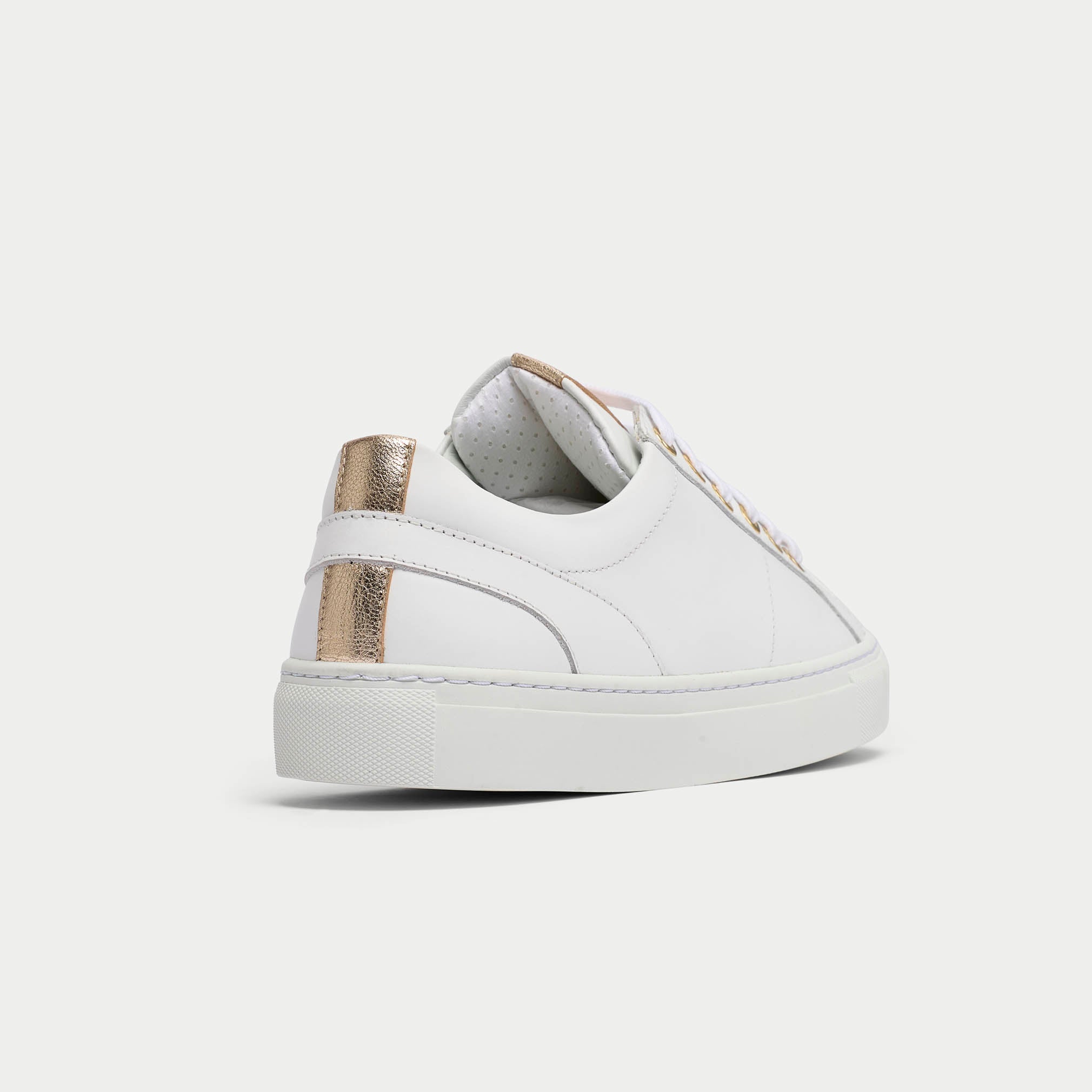 Luna - White & Champagne Wide Fit Sneakers