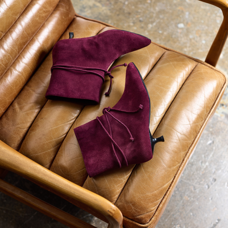 Maisie - Cherry Suede Boots