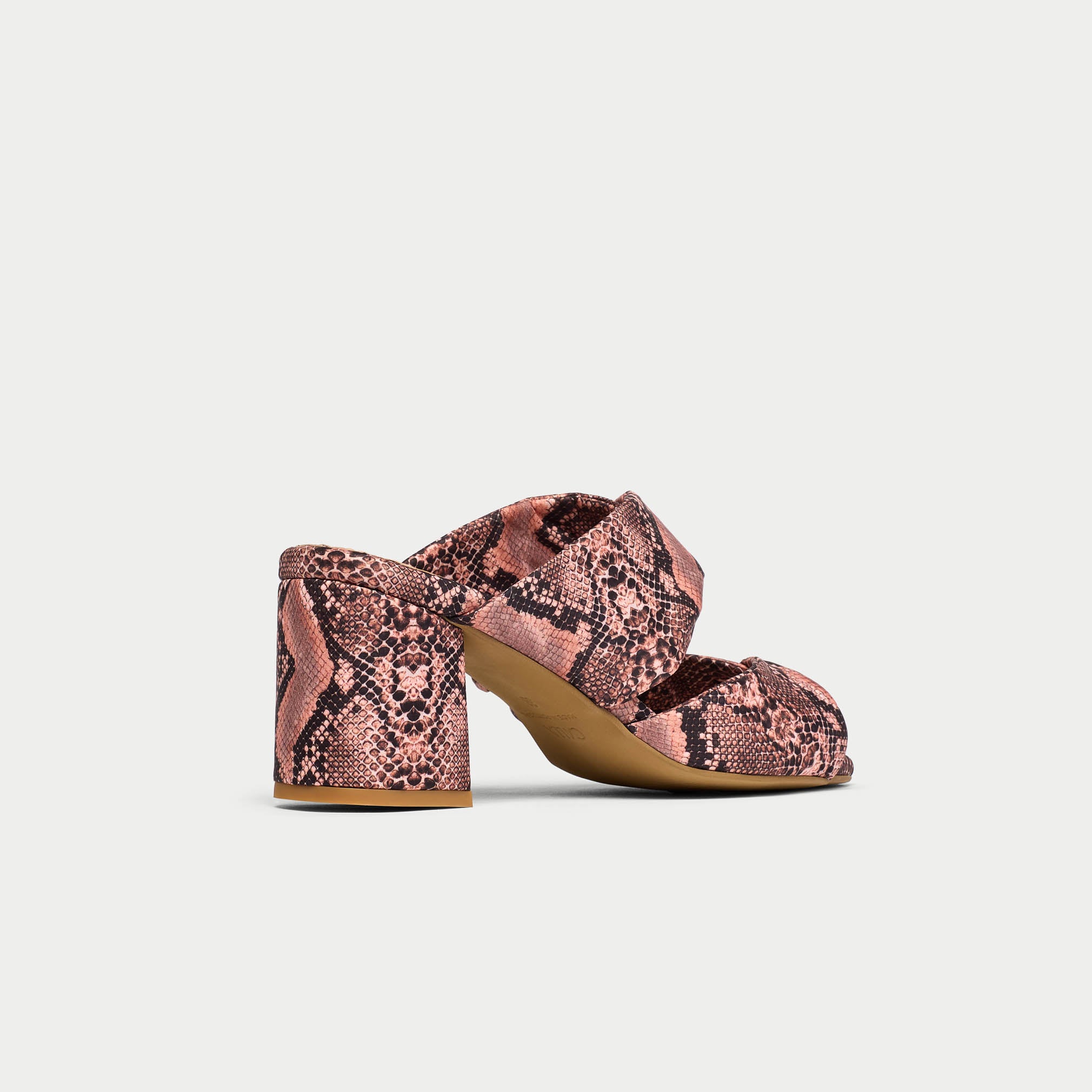 Mia pink snake sandals back/side view