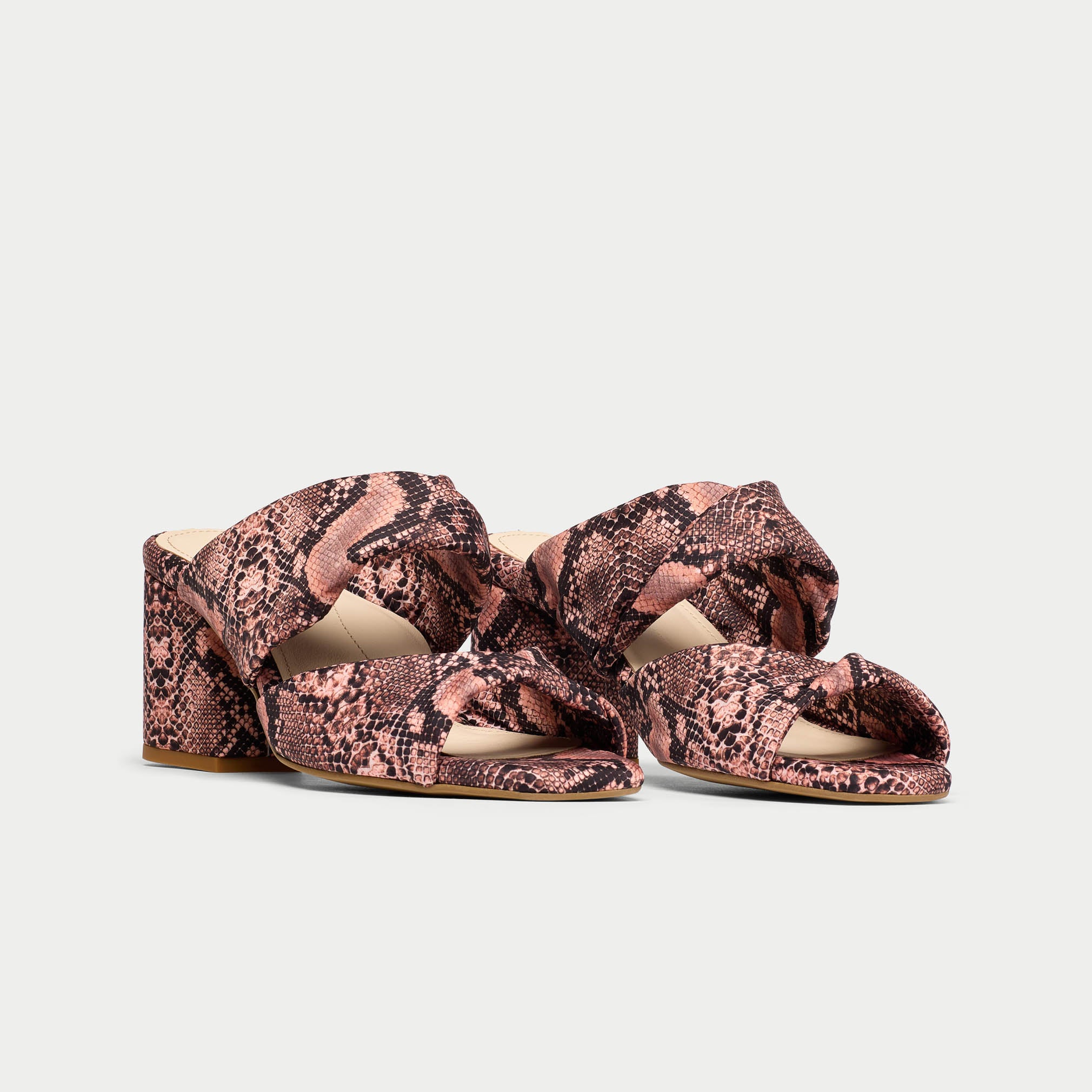 Mia pink snake sandal pair