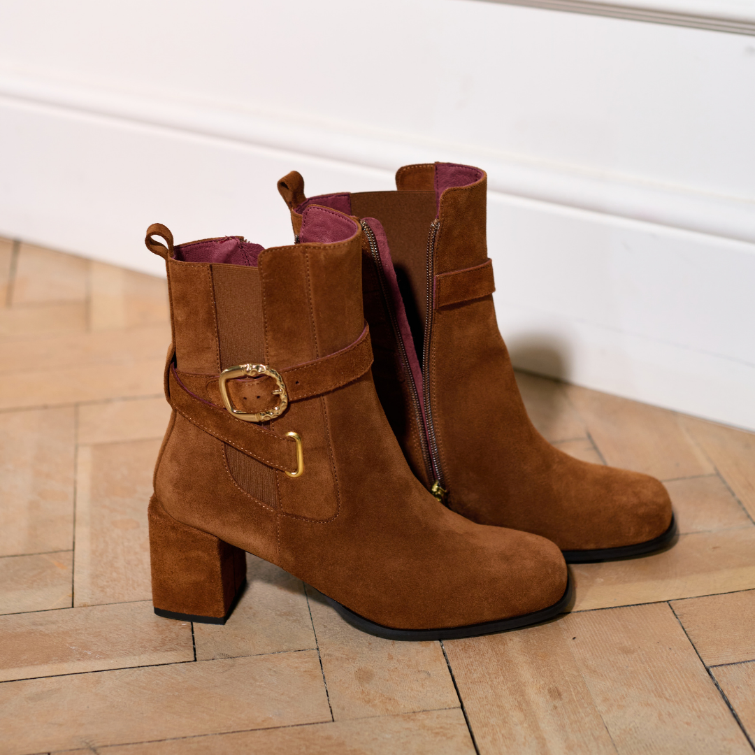 Miriam - Cognac Suede Leather Boots