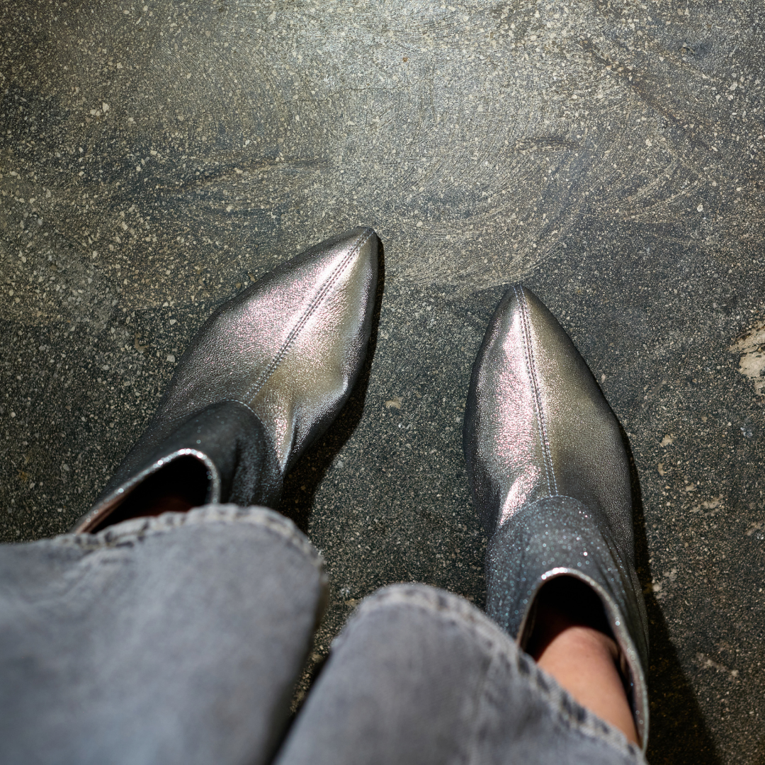 Mischa - Metallic Silver Leather Boots