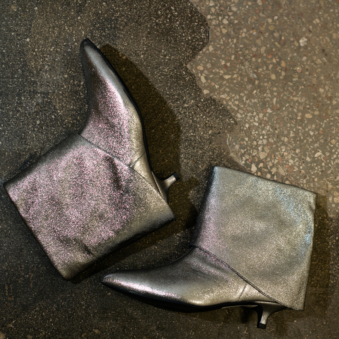 Mischa - Metallic Silver Leather Boots