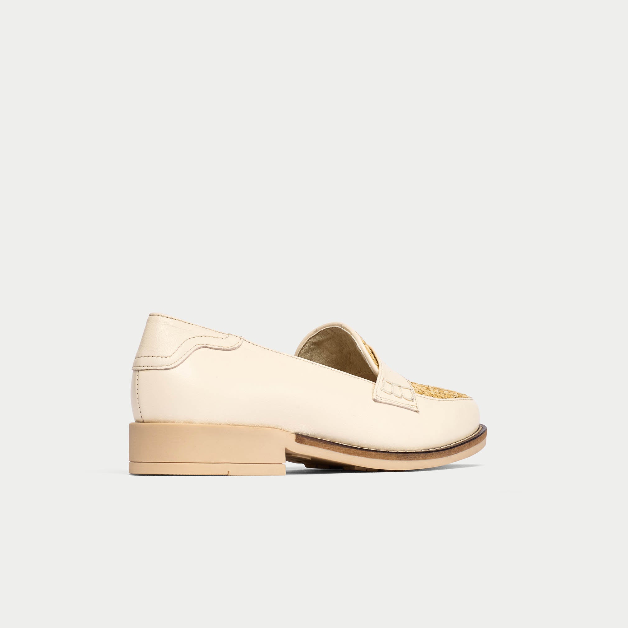 Nadia - Buttermilk Leather Raffia Loafers
