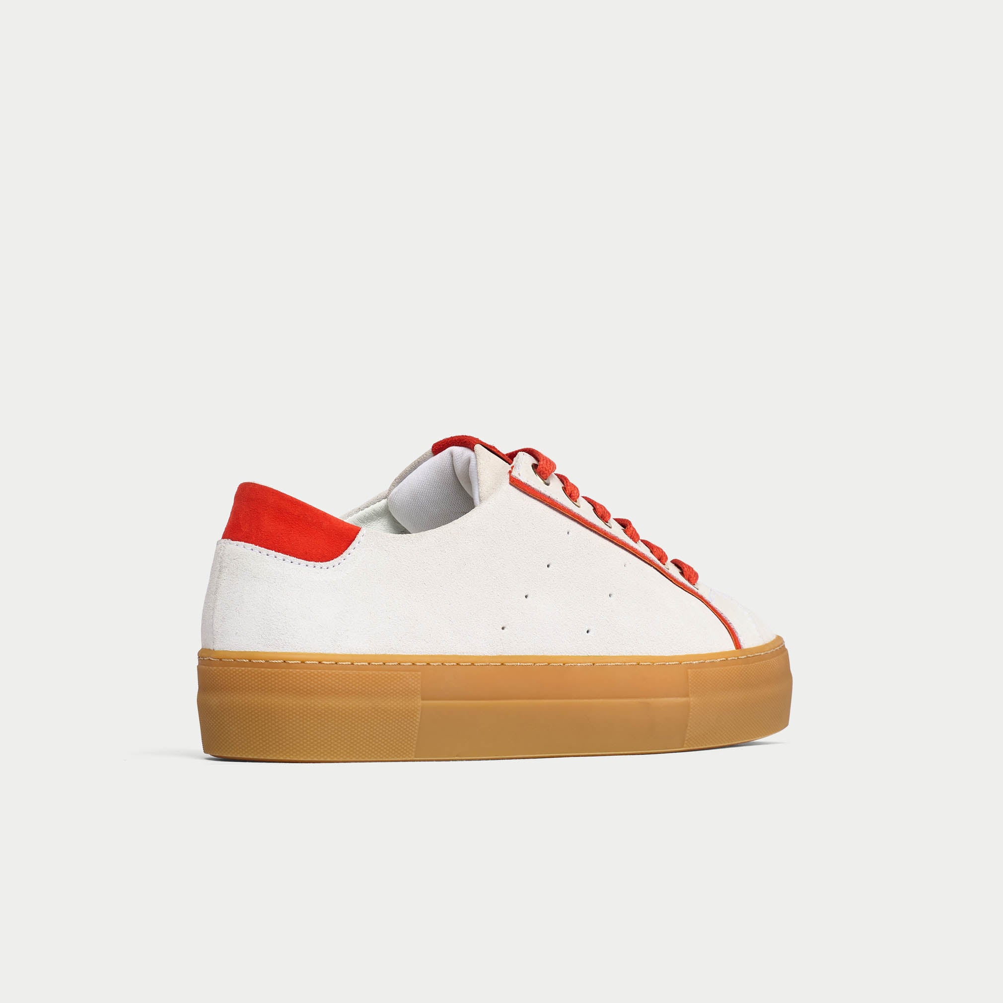 Saturn - Cream & Orange Suede Wide Fit Sneakers