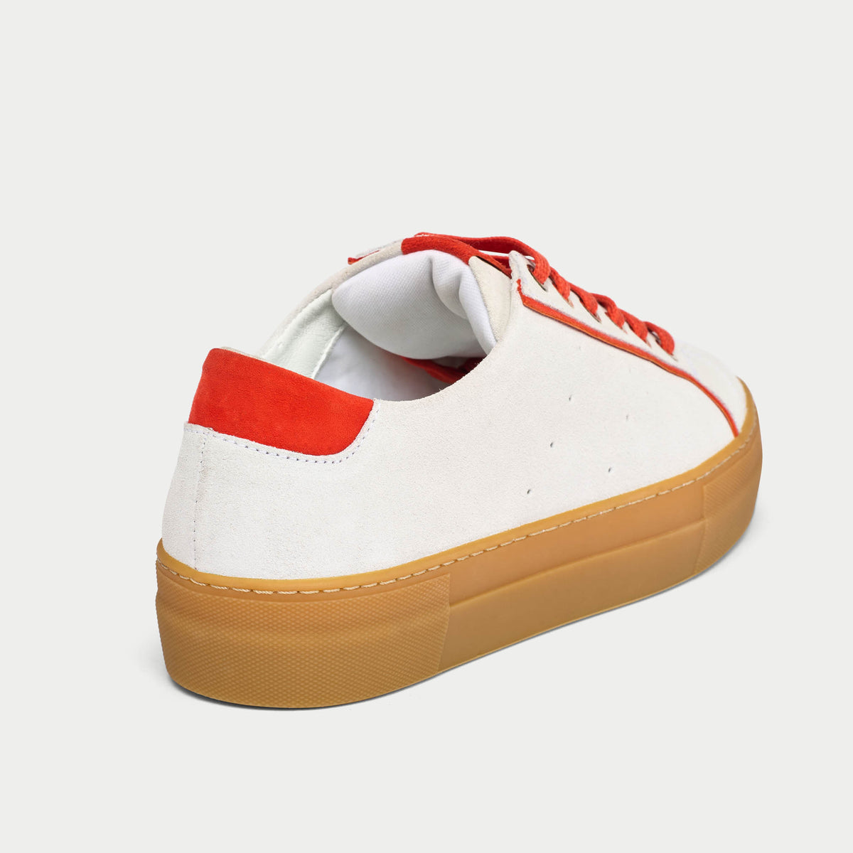 Saturn - Cream & Orange Suede Wide Fit Sneakers (image 8)