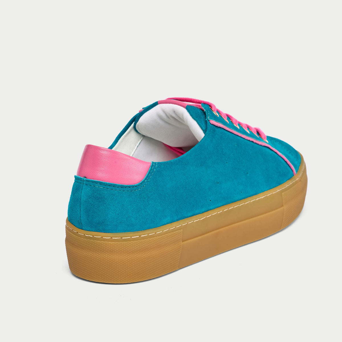 Saturn - Teal & Magenta Suede Wide Fit Sneakers (image 7)