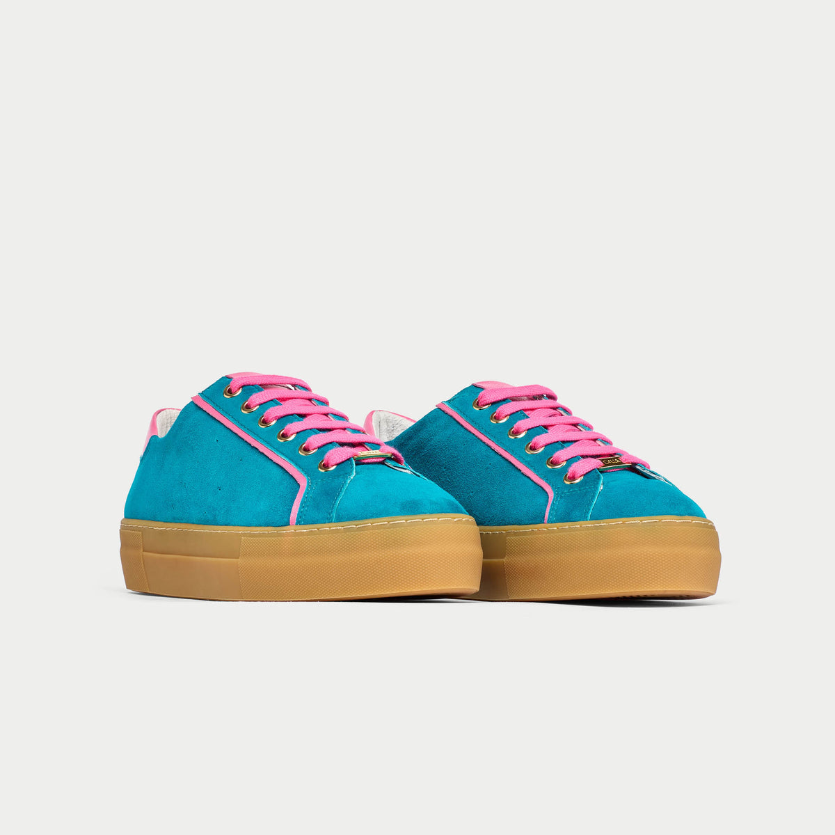 Saturn - Teal & Magenta Suede Wide Fit Sneakers (image 5)