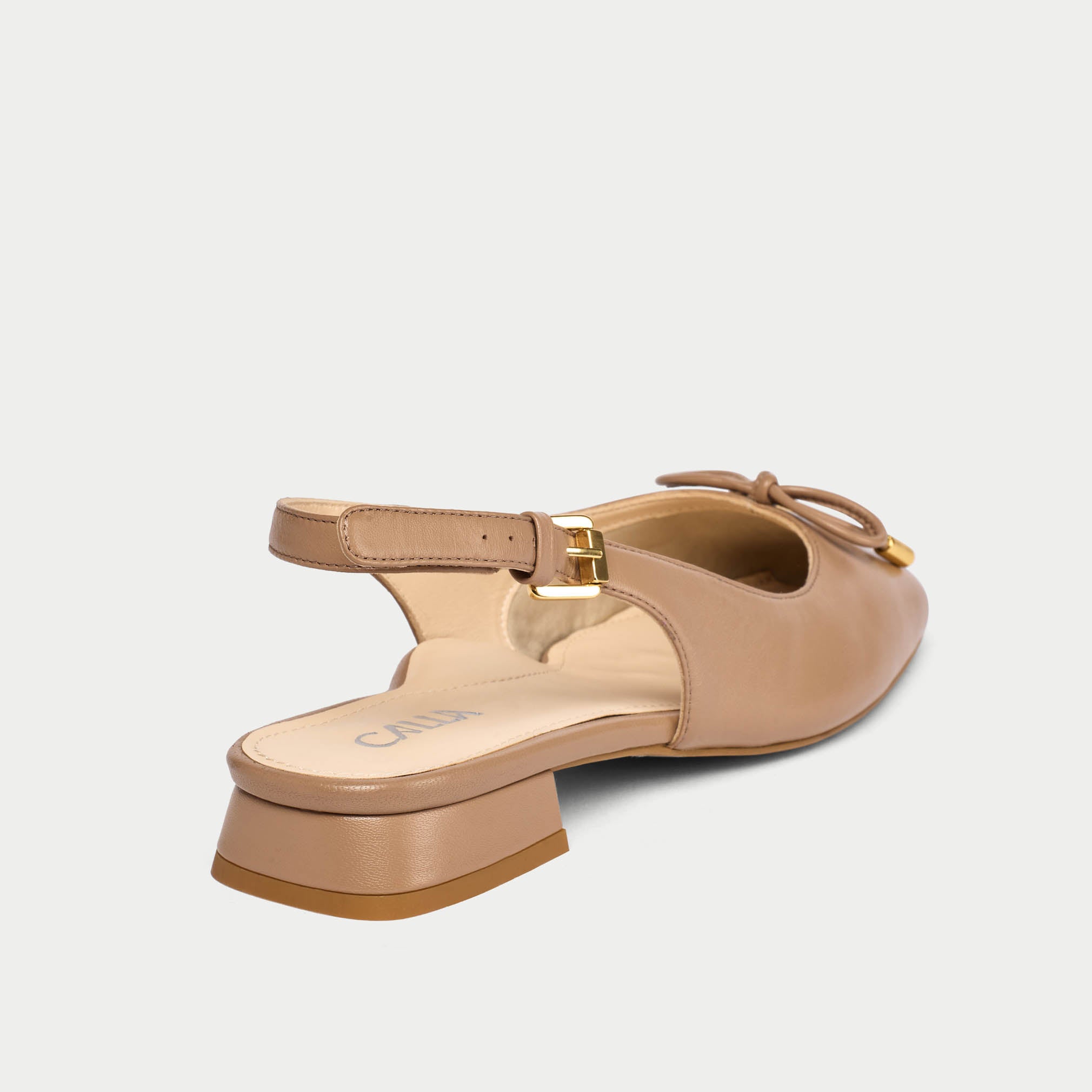 Petra - Taupe Leather Slingbacks