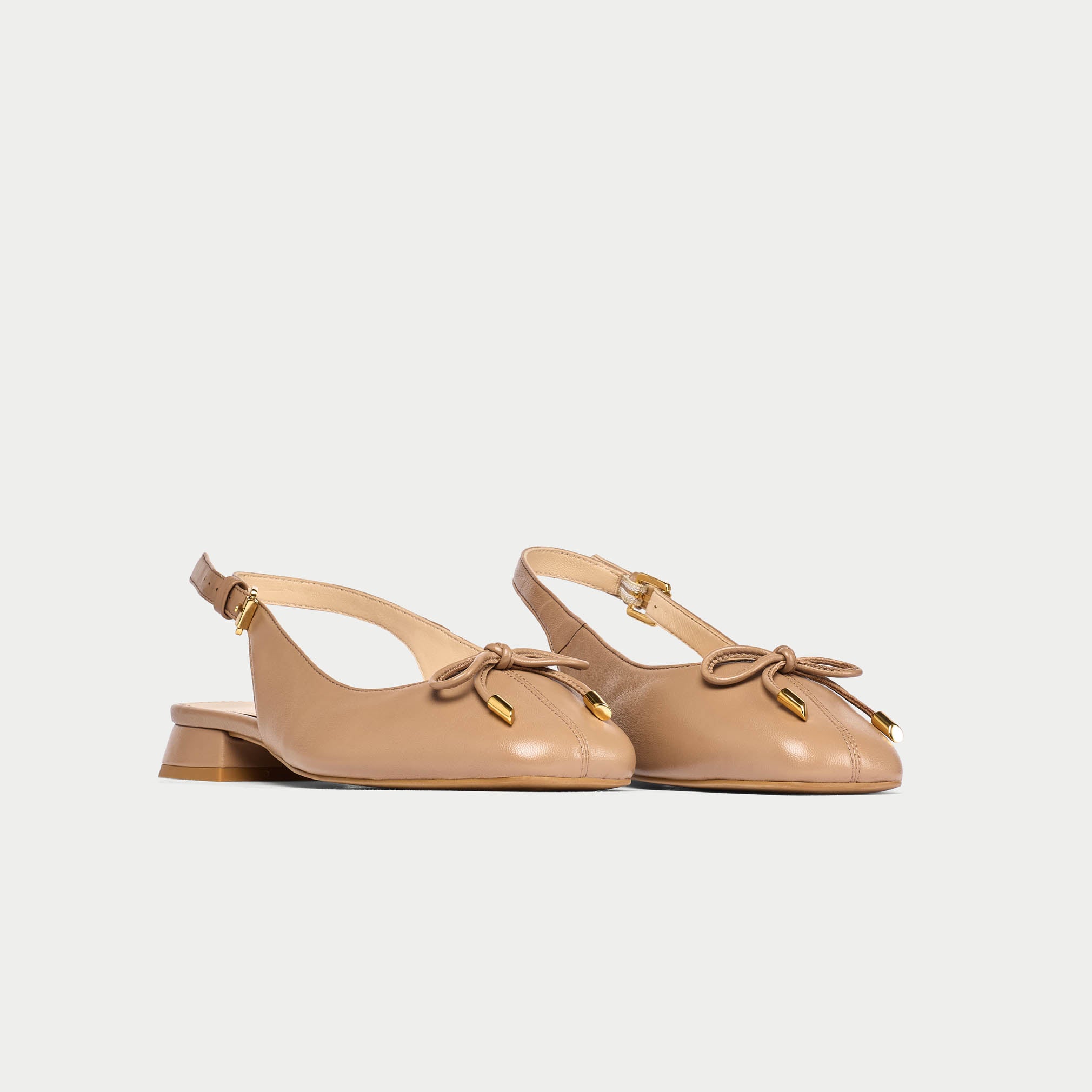 Petra - Taupe Leather Slingbacks