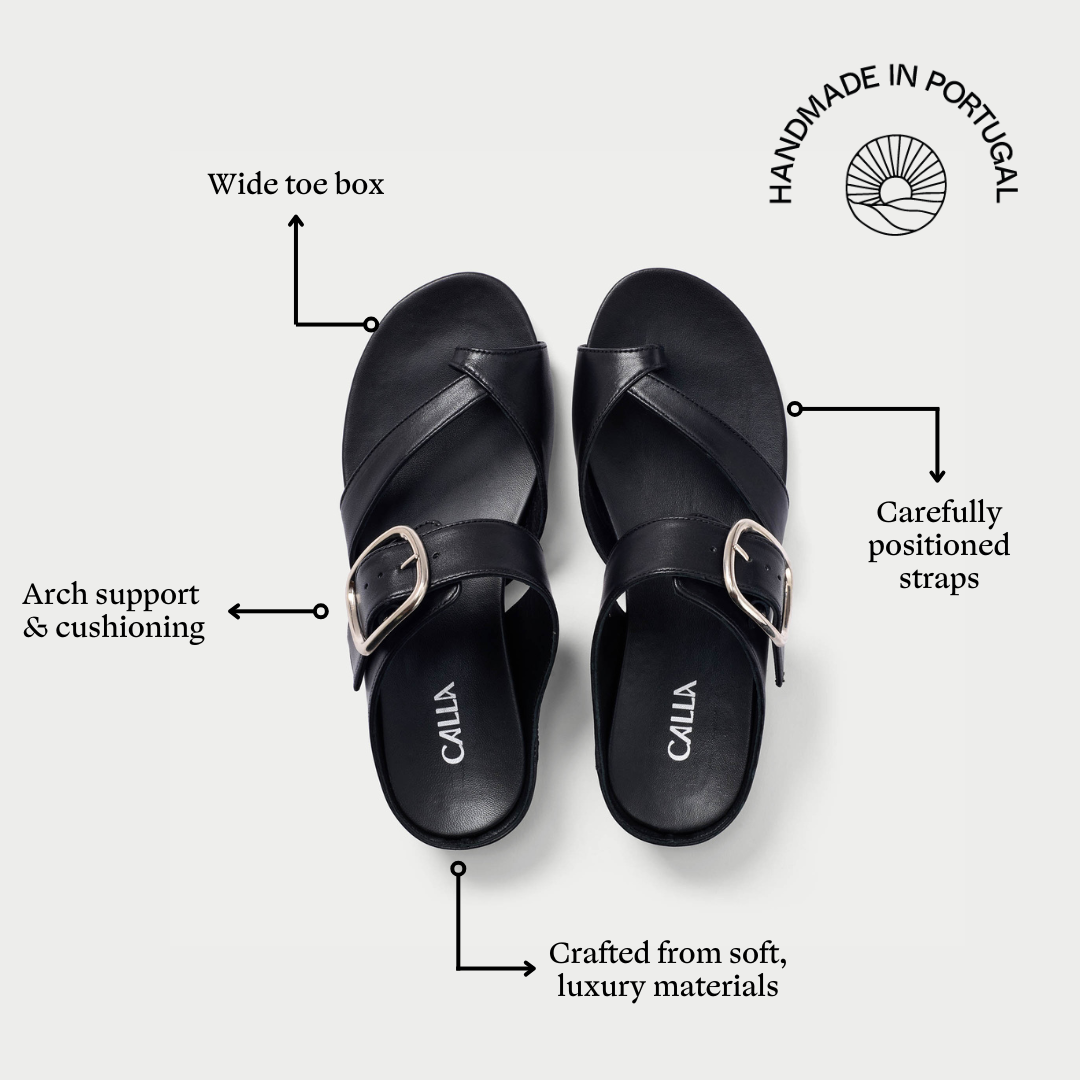 Ruby - All Black Leather Sandals