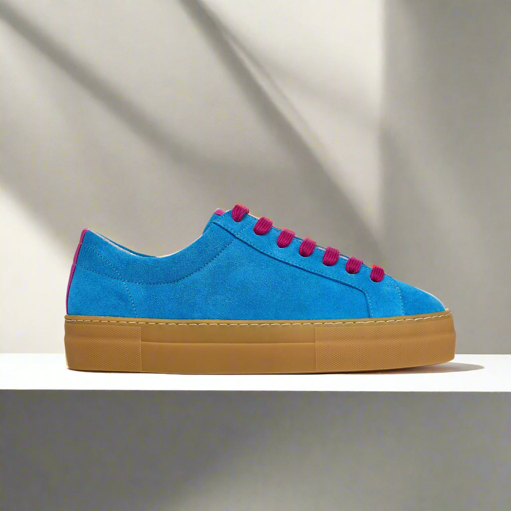 saturn blue suede comfortable shoes for bunions side view