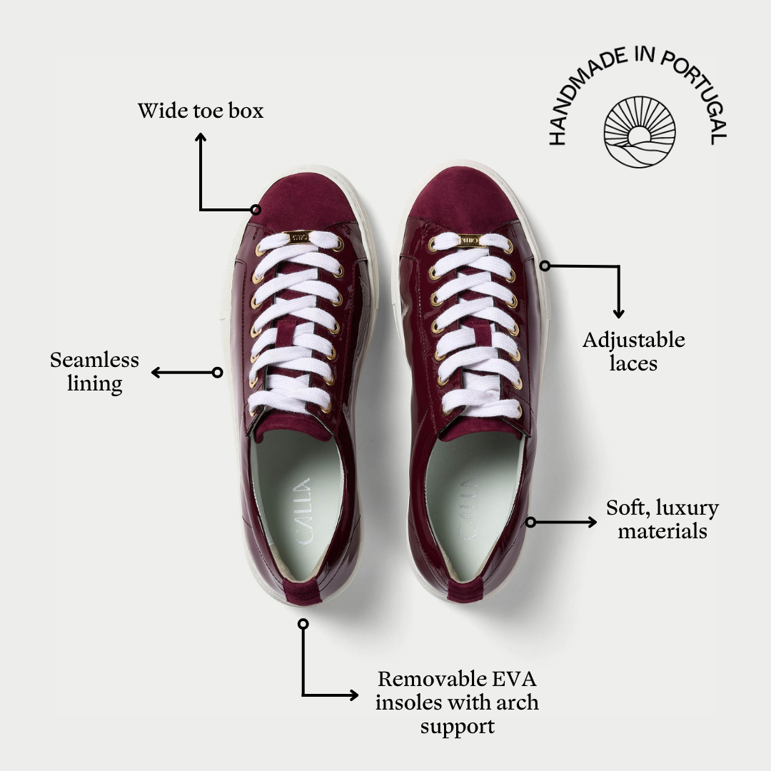 saturn burgundy sneakers features