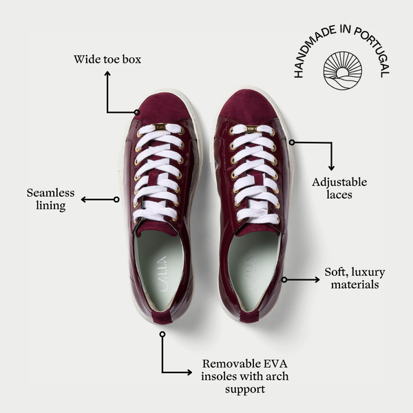 Saturn burgundy patent suede sneakers