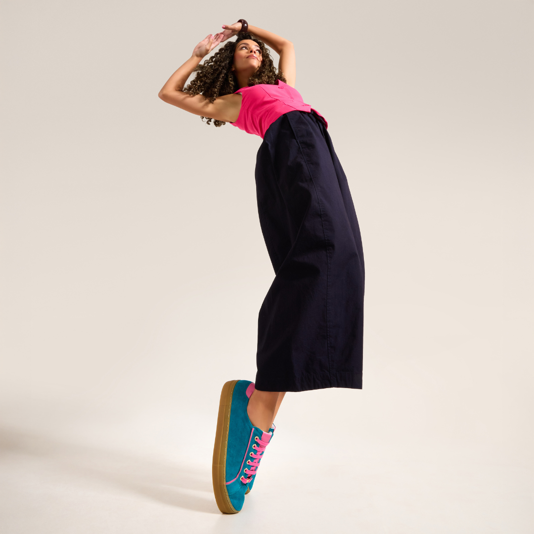 Saturn - Teal & Magenta Suede Wide Fit Sneakers (image 4)