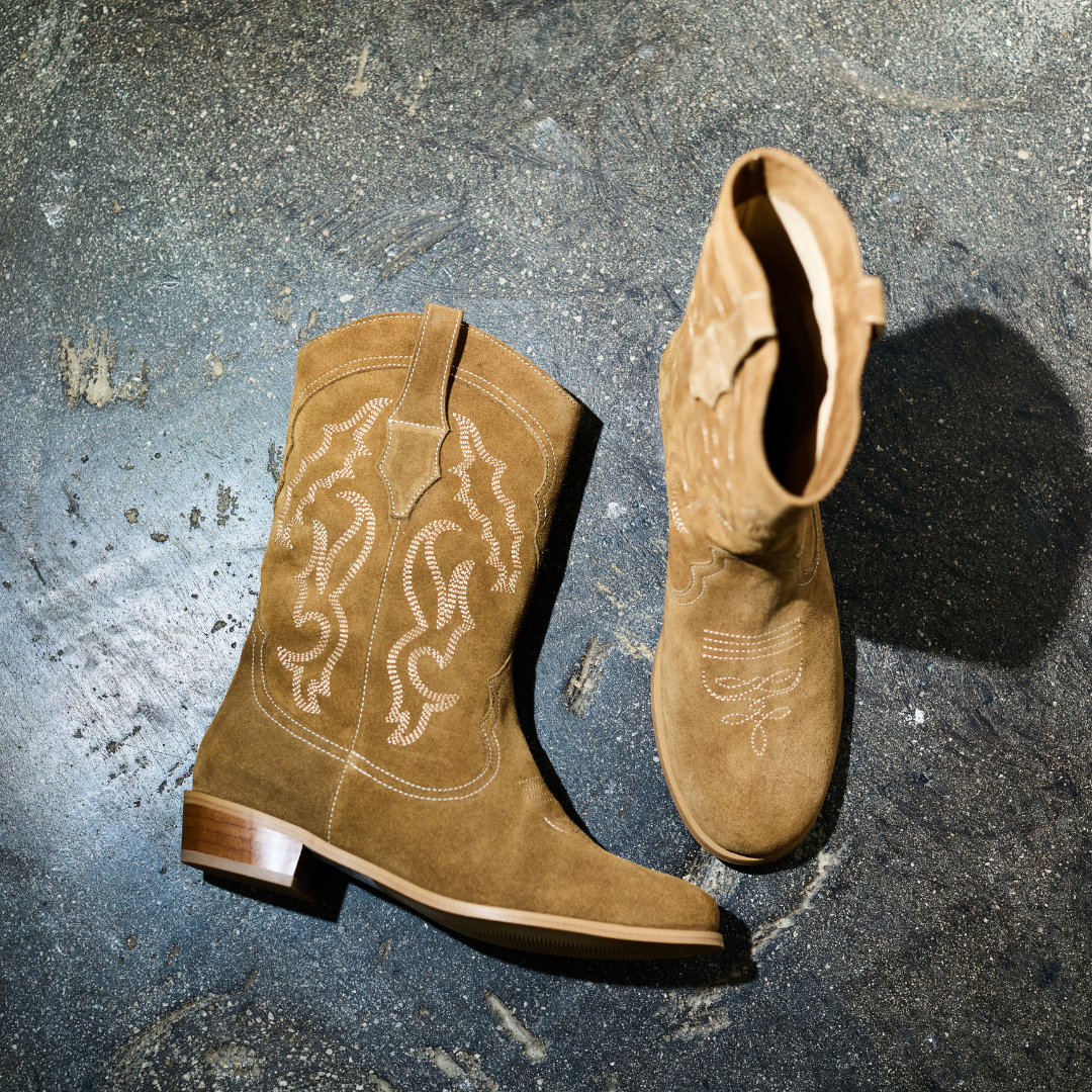 Savannah - Honey Suede Cowboy Boots