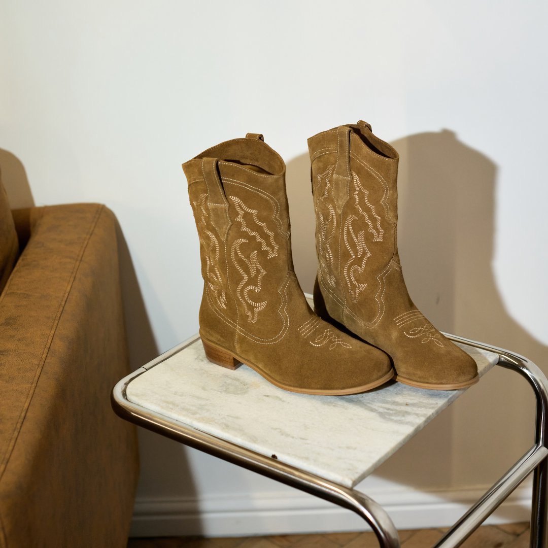 Savannah - Honey Suede Cowboy Boots