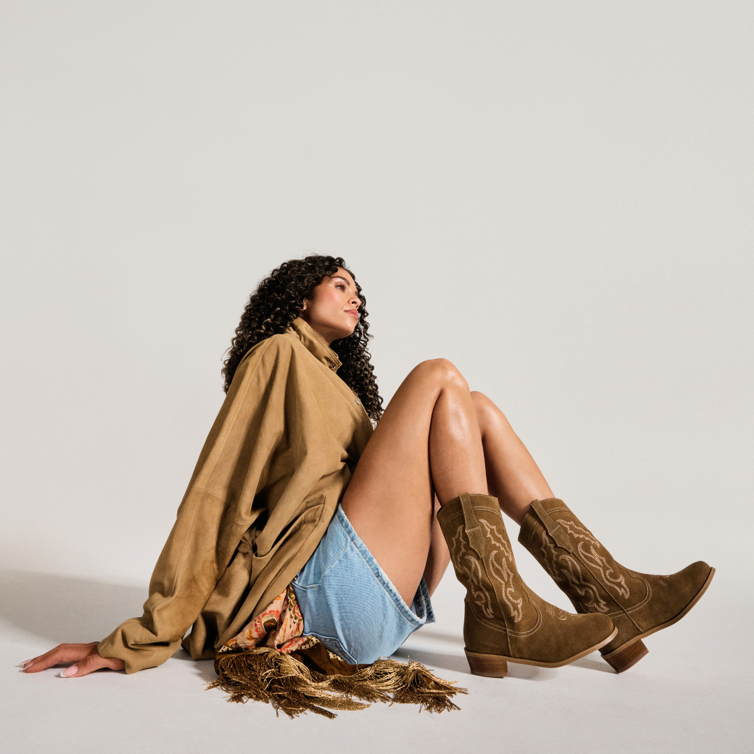 Savannah - Honey Suede Cowboy Boots