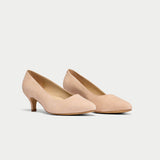 soft pink suede kitten heels for bunions