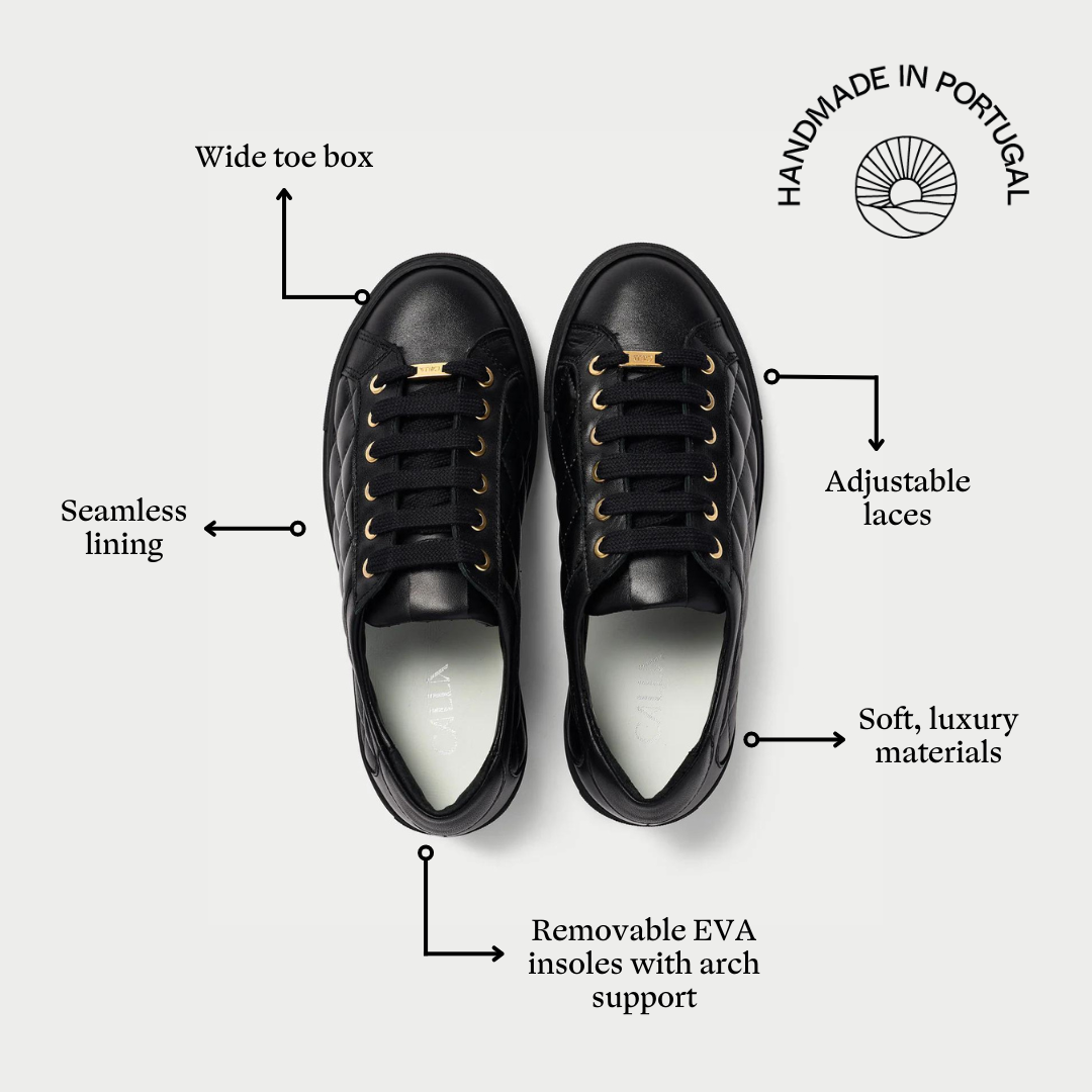 Star - Black Quilted Leather Wide Fit Sneakers (image 5)
