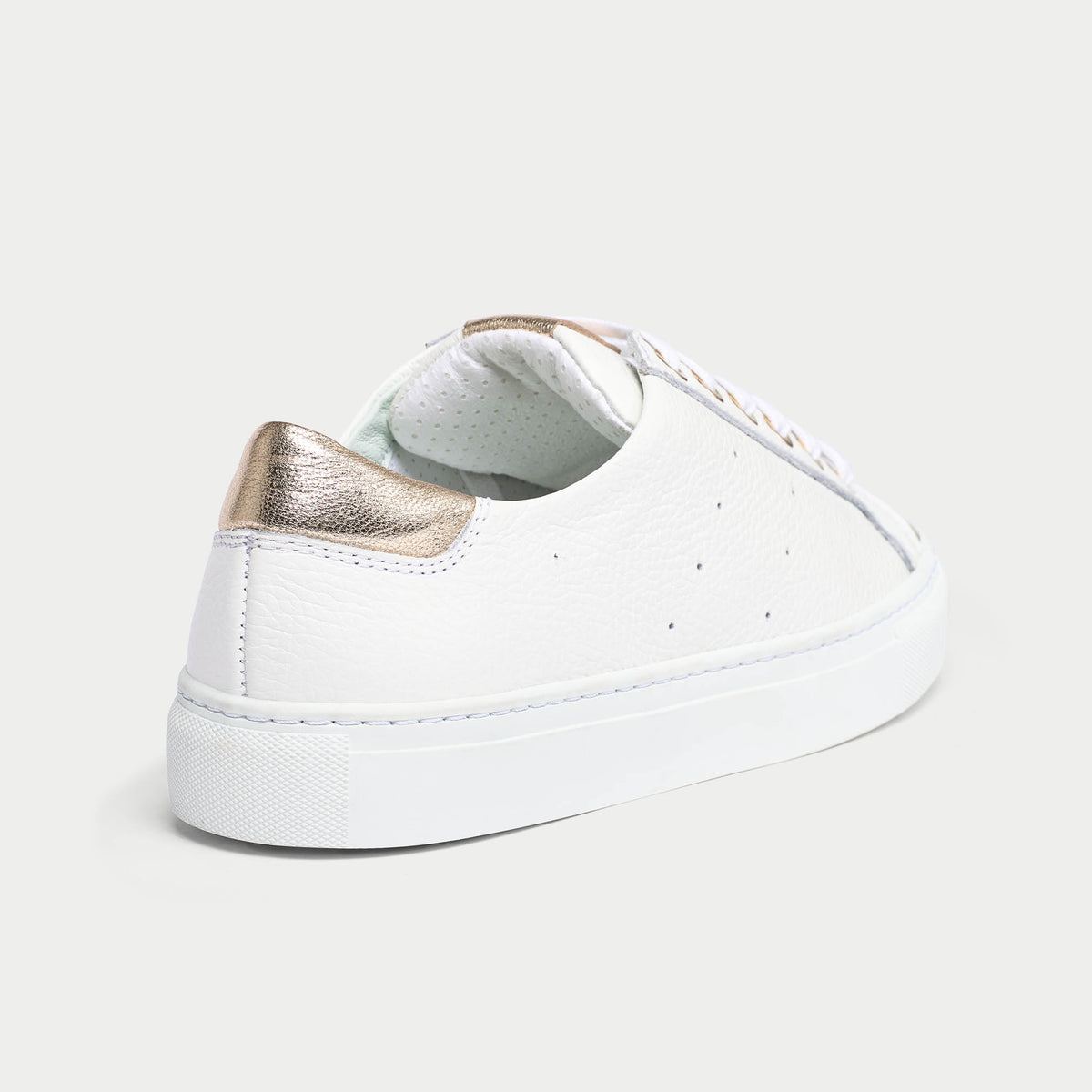 Star - Grain White Leather & Champagne Wide Fit Sneakers (image 8)