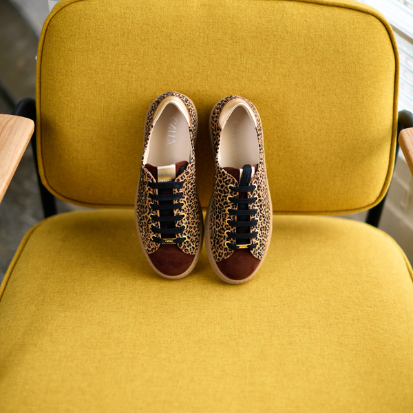 Star leopard suede sneakers