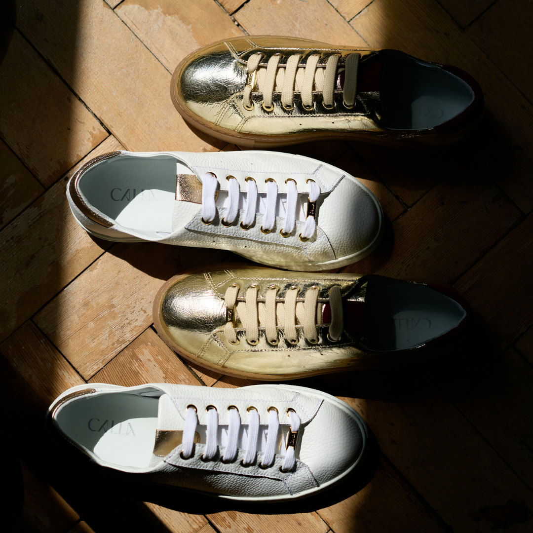 Star - Champagne Scaled Metallic Wide Fit Trainers