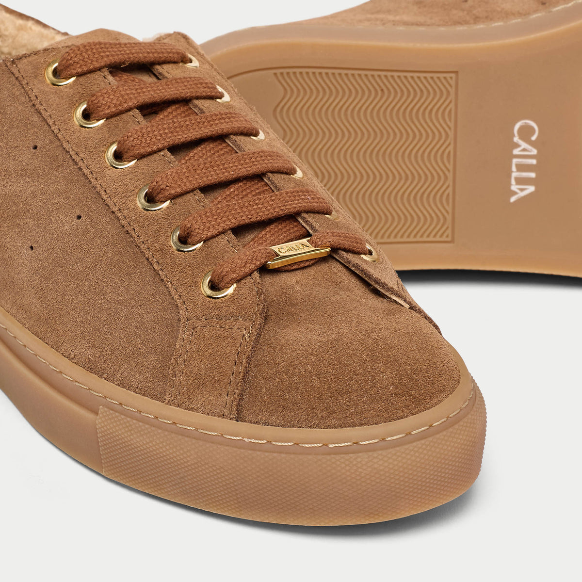 Star - Mocha Borg Suede Wide Fit Sneakers (image 3)