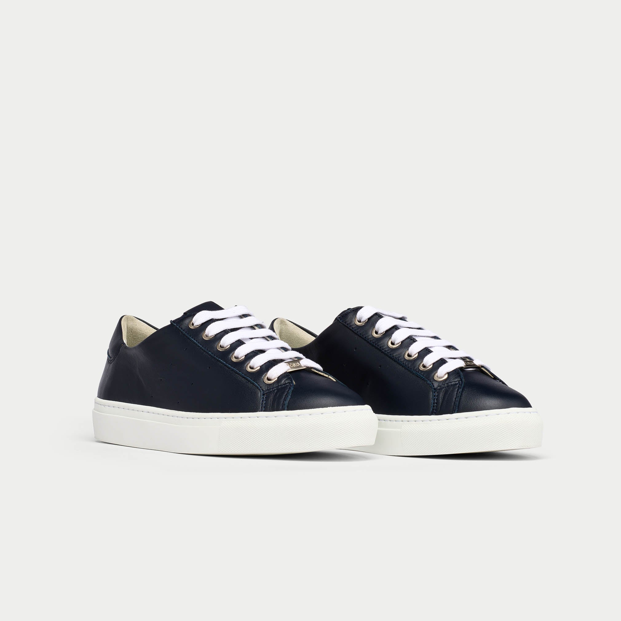 Star - Navy Leather Wide Fit Sneakers
