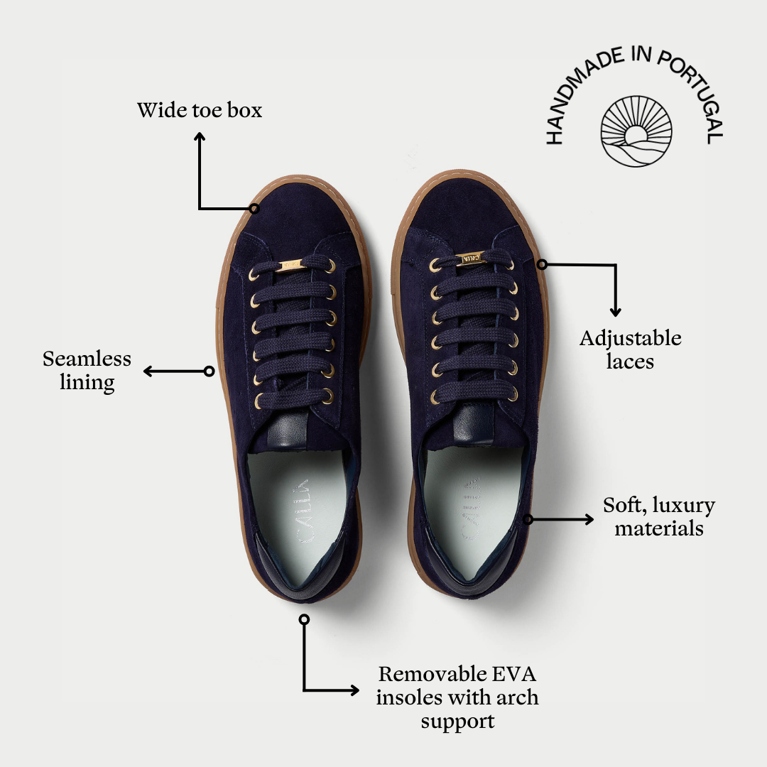 Star - Navy Suede Wide Fit Sneakers (image 4)