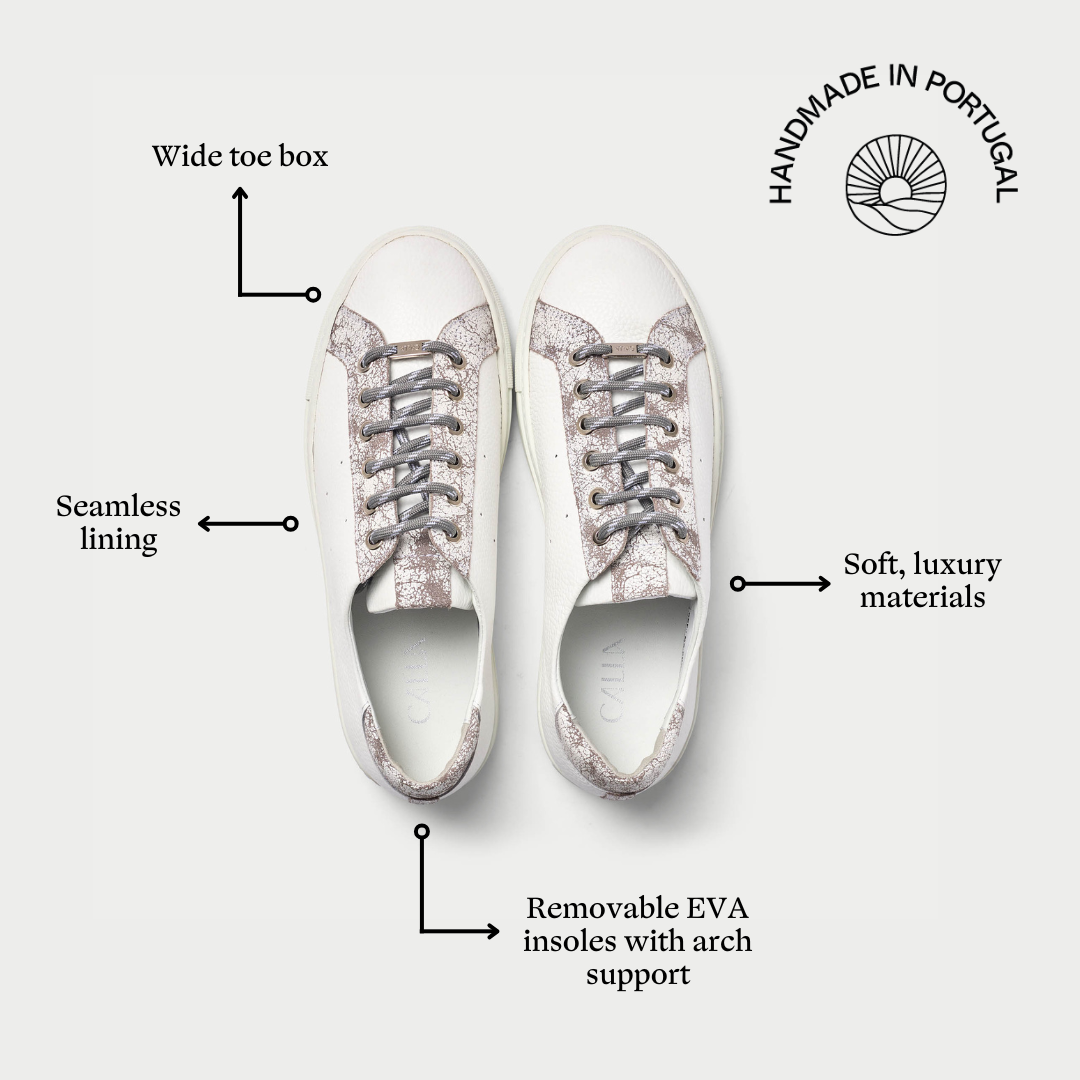 Star - White & Grey Leather Wide Fit Sneakers (image 6)