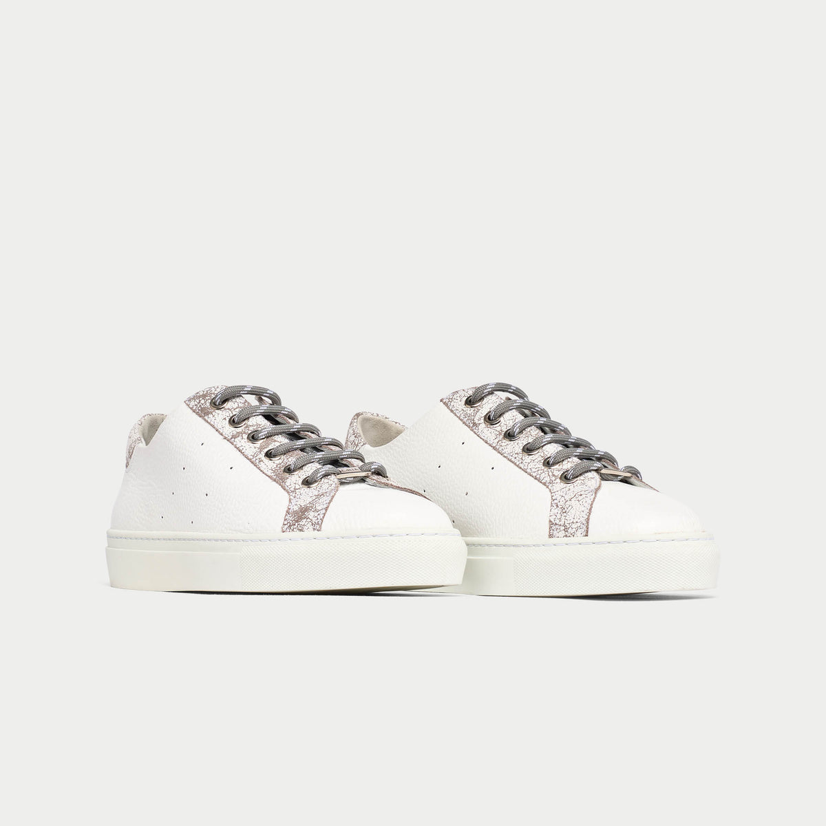 Star - White & Grey Leather Wide Fit Sneakers (image 4)