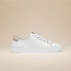 Star - Smooth White Leather & Champagne Wide Fit Sneakers