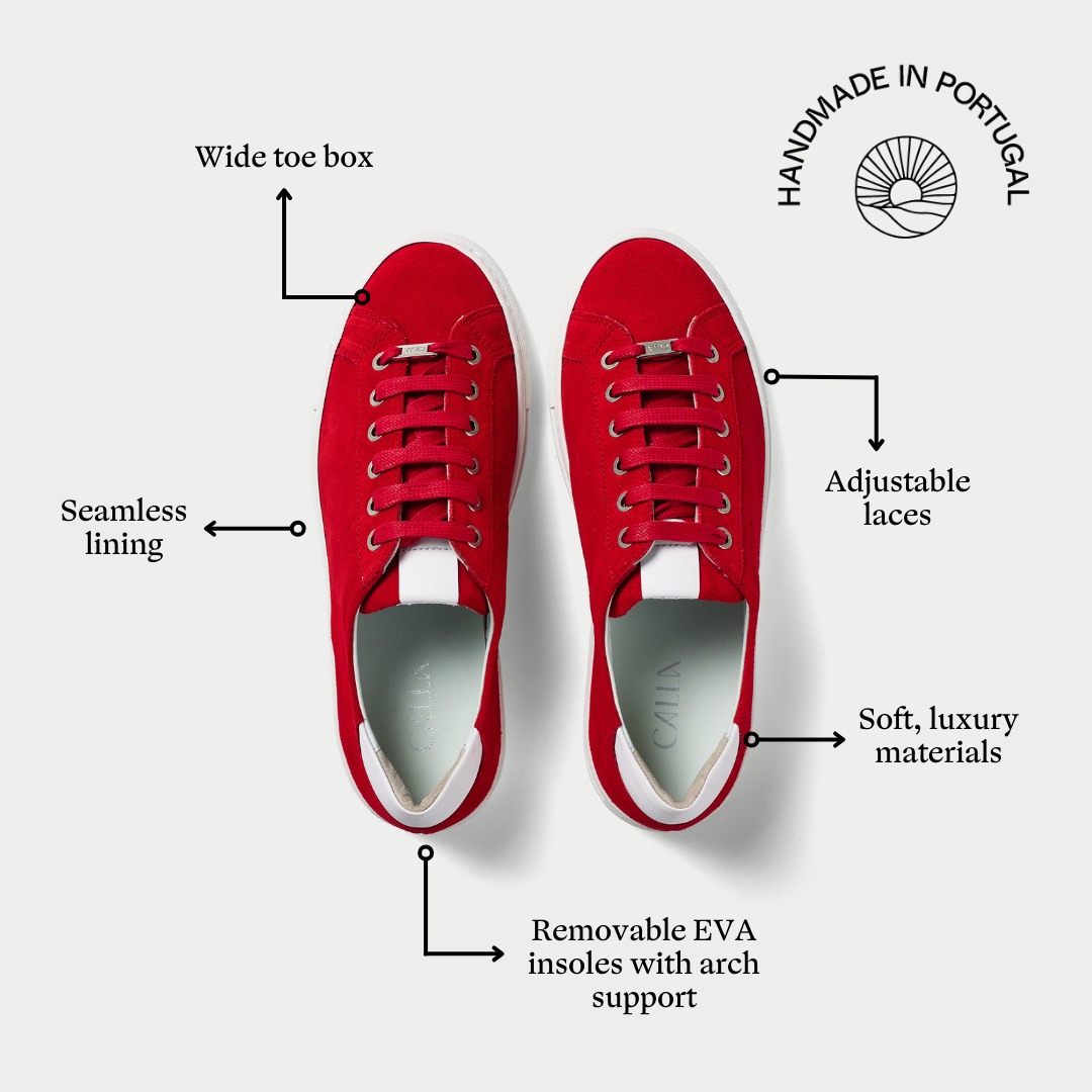 Star scarlet red suede trainers features