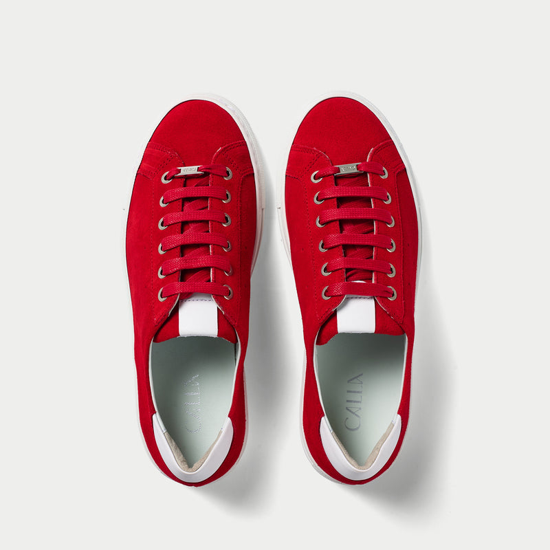 red sneakers pair
