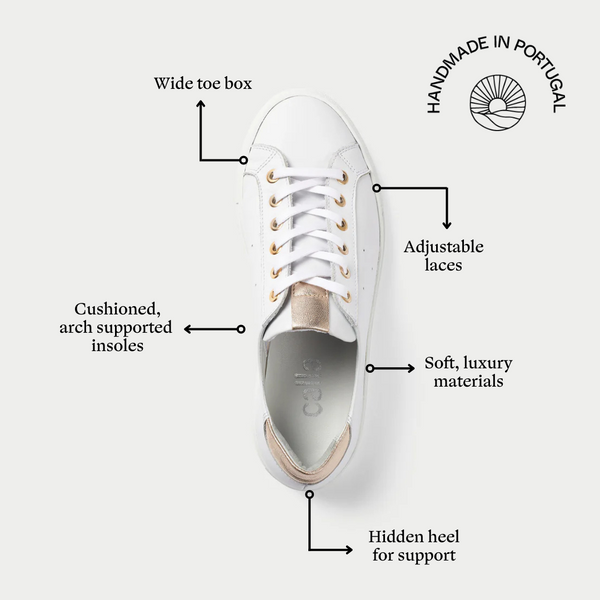 Star smooth white and champagne sneakers